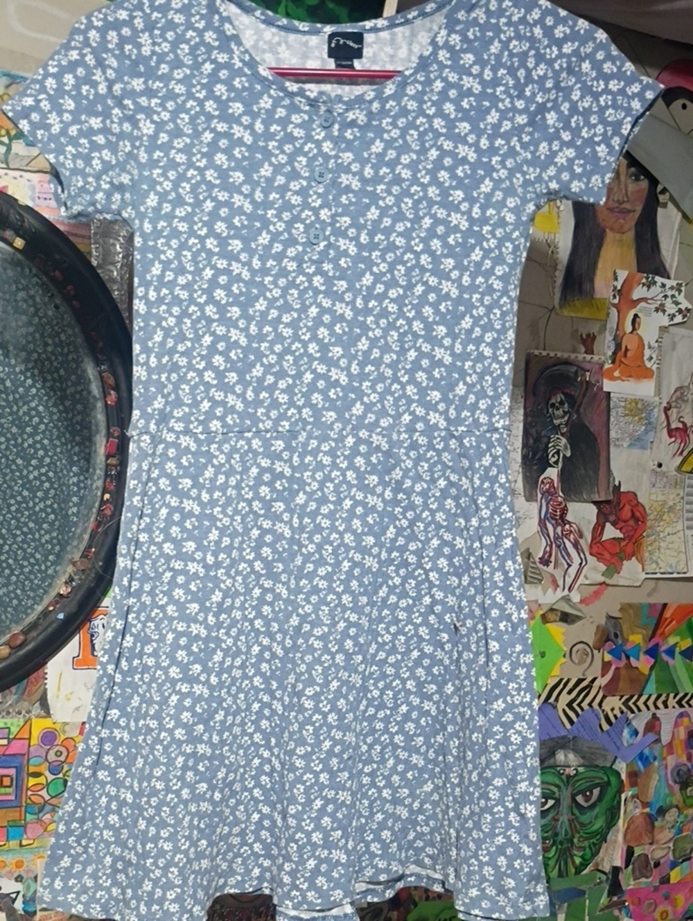 art class Light Blue Floral Short-Sleeve Dress